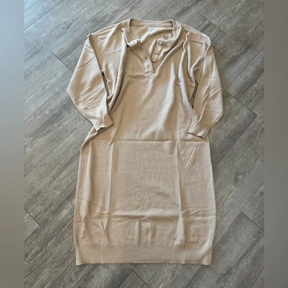 Beige Knit Sweater Dress XL - Picture 5 of 9